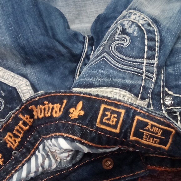 Rock Revival NWOT Women's 26 Amy Flare Embellished Embroidered Distressed - Picture 9 of 16